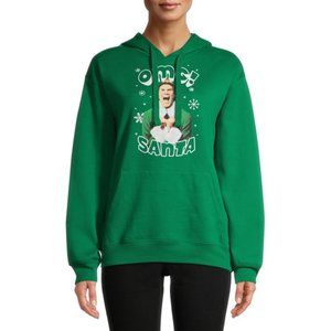 Buddy the Elf Movie Will Ferrell OMG! Santa Green Hoodie Sweatshirt Medium VGC